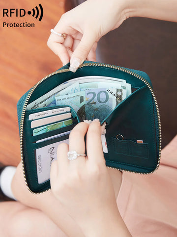 Xajzpa RFID Retro Business Passport Clip Fashionable Multi Functional PU Leather Travel Accessories Passport Clip Wallet for Men and Women
